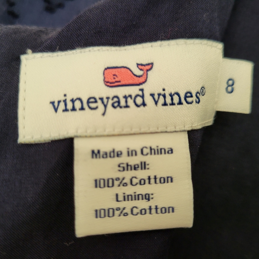 VINEYARD VINES Navy Cotton Fit and Flare - Size 8 - Picture 7 of 7